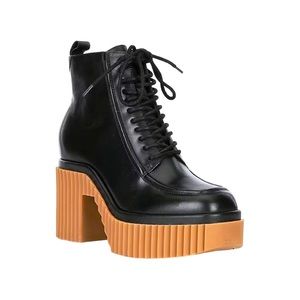 NWOT GIANNI BINI Haislee Lace-Up Block Heel Leather Platform Booties 11M